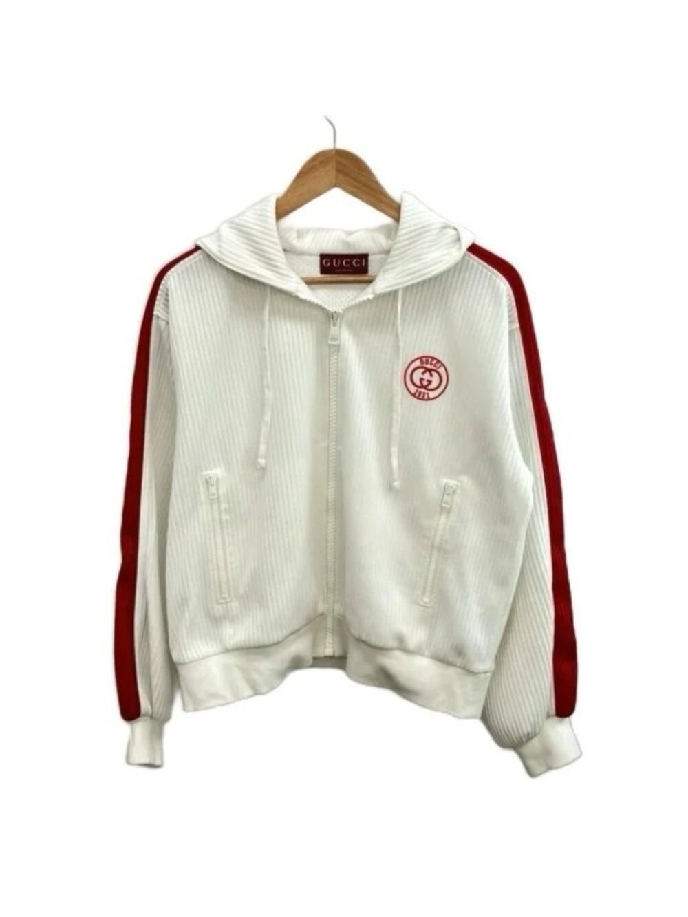 Gucci Web Stripe Hoodie Long Sleeve Zip Up Interlocking G Logo Embroidery M